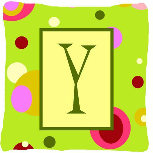 Letter Y Initial Monogram - Green Decorative   Canvas Fabric Pillow