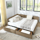 Mid-Century Storage Upholstered Tufted Bed Frame With Backrest And Armrests by HouseOfZazla