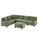 Upholstered U-Shaped Sectional Sofa With Movable Ottoman And Side Storage Pockets by HouseOfZazla