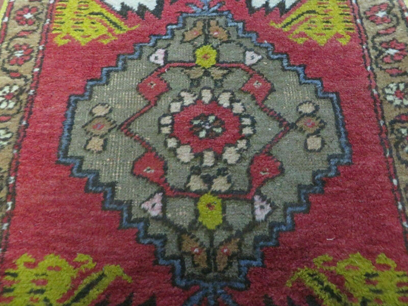 20" X 38" Antique Handmade Turkish Oushak Oshak Yastik Wool Rug Mat Turkey Nice