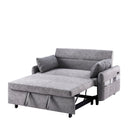 55.1" Pull Out Sleep Sofa Bed Loveseats Sofa Couch with Adjustable Backrest, Storage Pockets, 2 Soft Pillows, USB Ports for Living Room, Bedroom, Apartment, Office,Grey