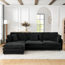 L-Shaped Sectional Sofa With Ottoman, Convertible 4 Seater Couch by Unique Piece Furniture