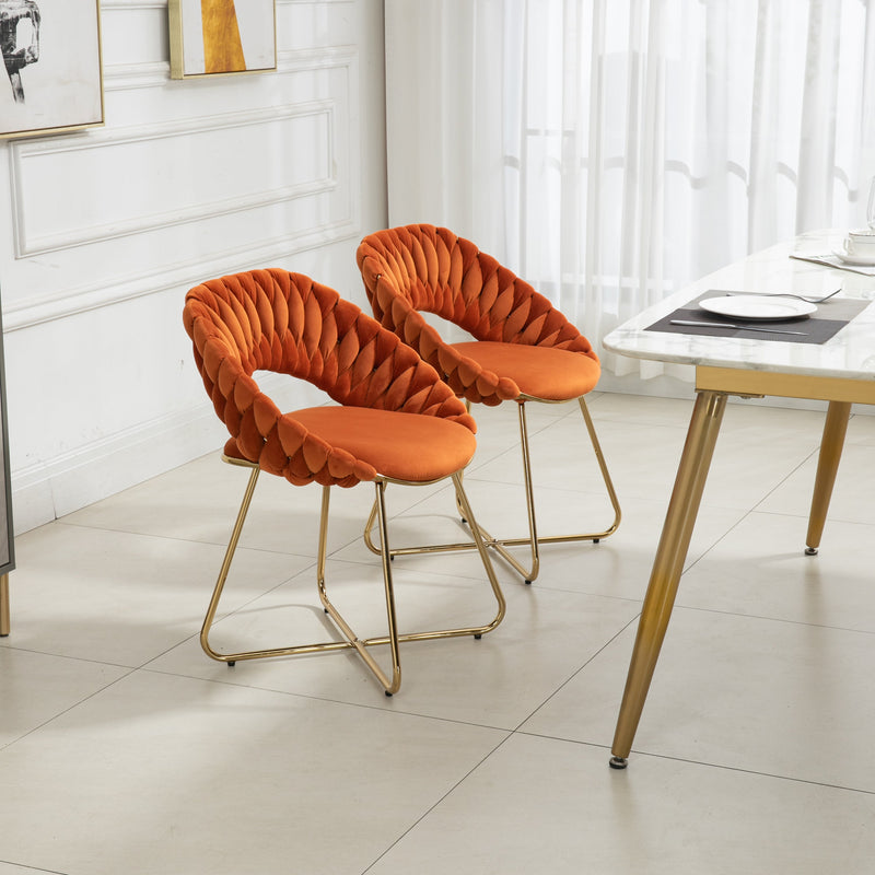 Accent Chairs Set of 2, Velvet Side Chairs with Gold Legs, Mid-Century Upholstered Dining Chairs for Living Room, Kitchen, Bedroom, Beauty Room