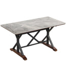 7-piece Modern Dining Table Set, Gray Sintered Stone Dining Table with 6 Tufted Upholstered Chairs, 63-inch Rectangle Dining Table for Dining Room