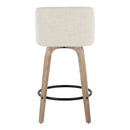 Toriano - Contemporary Fixed Height Counter Stool Swivel & Round Footrest (Set of 2)