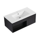 Wall Mounted Floating Bathroom Vanity With Open Shelf & Soft Close Door