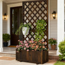 Garden Bed, Wooden Raised Garden Bed Planting Planter Box with Trellis and Drain Holes