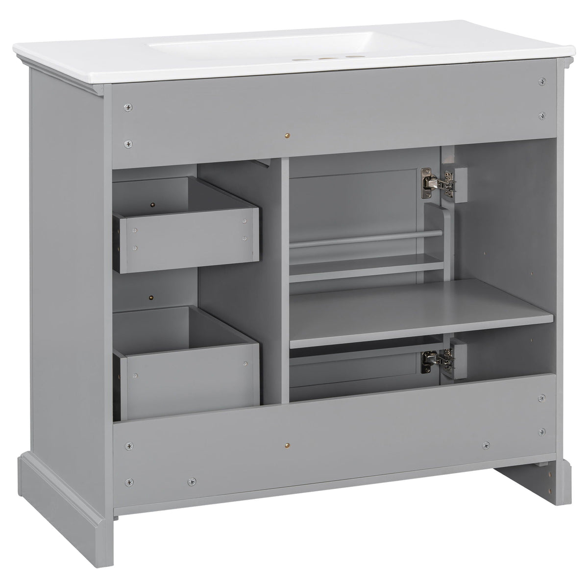 36" Bathroom Vanity With Sink, 2 Tip-Out Drawers, Soft Close Hinges, photo 29 of 40