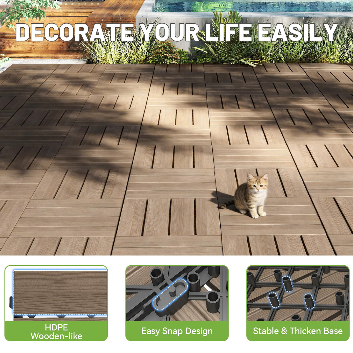 36 Pcs Interlocking Deck Tiles, 12" x 12" HDPE Outdoor Flooring, photo 10 of 10