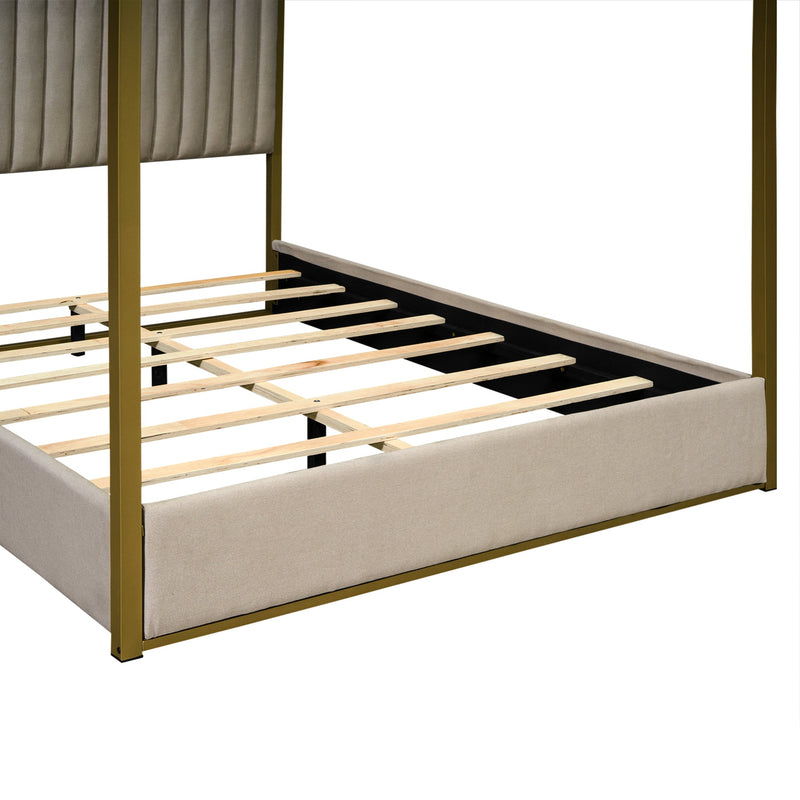 Walker Edison | Queen Size Upholstery Canopy Platform Bed