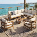 Outdoor Acacia Wood 7-Seater Sectional Sofa Set