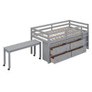 Loft Bed With Retractable Writing Desk And 4 Drawers, With Lateral Portable Desk And Shelves by HouseOfZazla