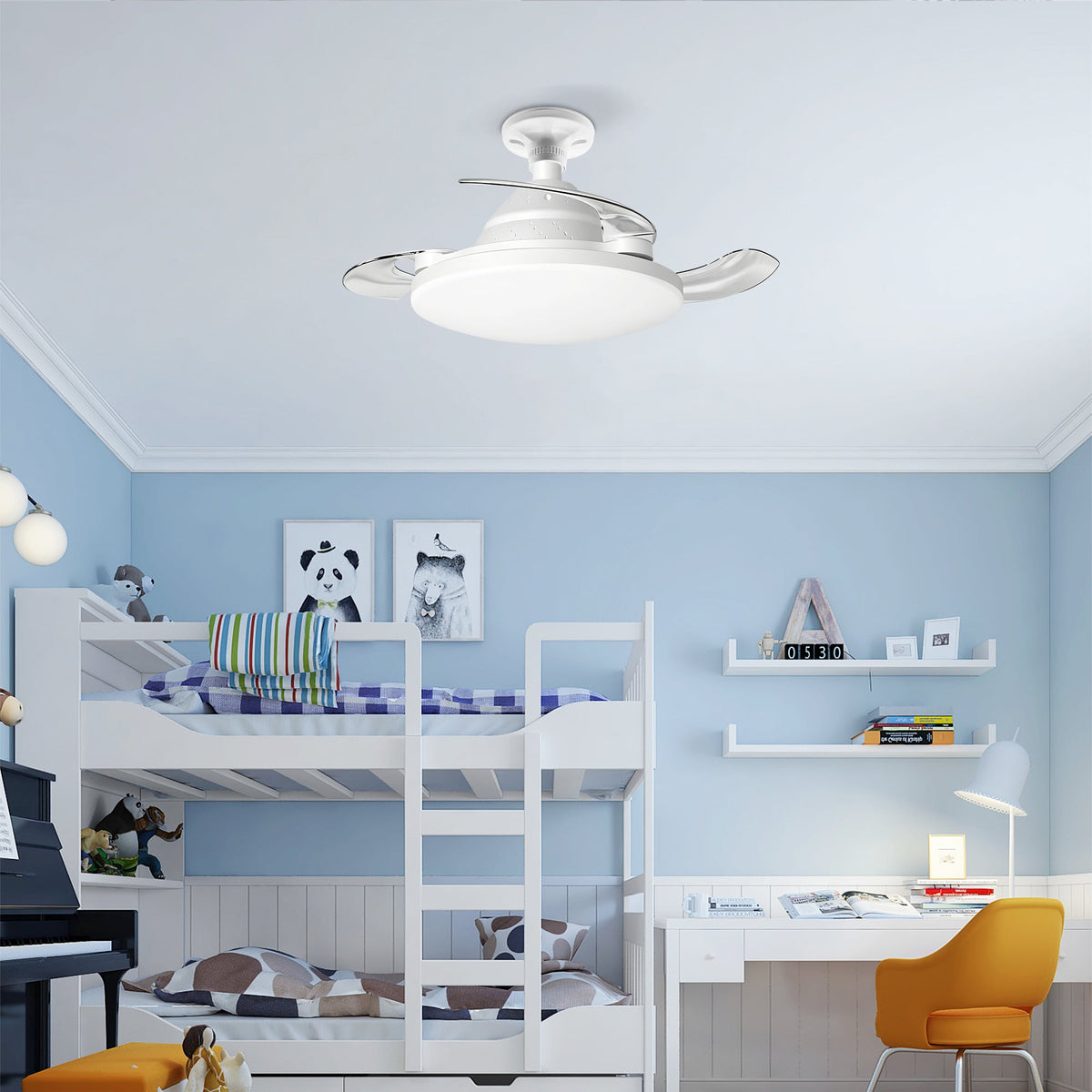 Bulb-Type Small Size Ceiling Fan With Retractable Blades, photo 5 of 10