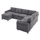 Convertible U-Shaped Sectional Sofa Bed With USB Ports And Storage by HouseOfZazla