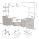 4-Piece Entertainment Wall Unit with 13 shelves,8 Drawers and 2 Cabinets, Multifunctional TV Stand Media Storage Cabinet with Fluted Line Surface for Living Room, for TVs Up to 70"