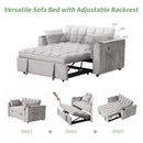 55.3" 4-1 Multi-functional Sofa Bed with Cup Holder and USB Port for Living Room or Apartments, Gray