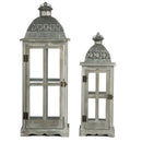 Wooden Candle Lantern Decorative, Hurricane Lantern Holder Decor For Indoor Outdoor, Home Garden Wedding - Gray