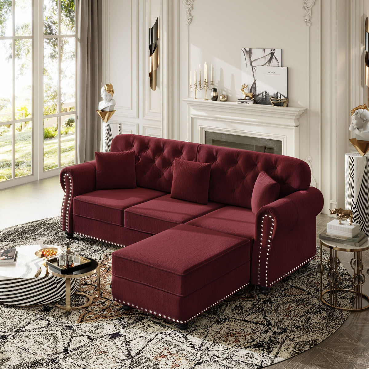 Upholstered 3 Seater Sofa Set With Ottoman, photo 32 of 39