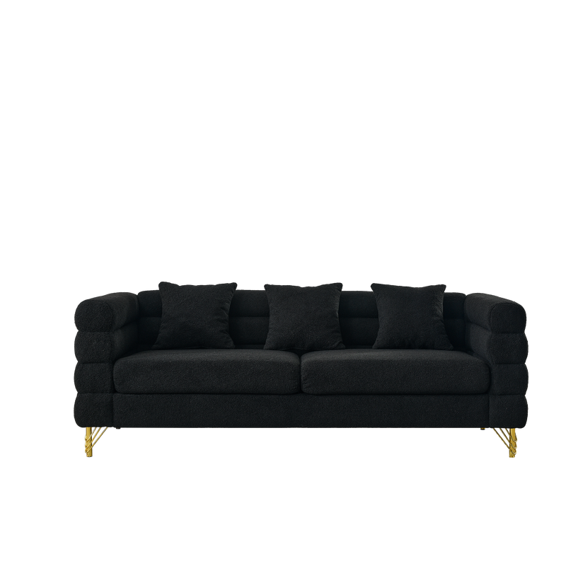3-seater + 2-seater Combination sofa.BLACK teddy