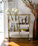Vorrik Gold & White Washed Finish Serving Cart by HouseOfZazla