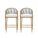 Outdoor 26" Counter Height Metal Frame Counter Stools With Scallop Shaped Backrest & Water Resistant Cushions by HouseOfZazla