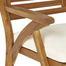 Outdoor 6 Pieces Acacia Wood Dining Set with Cushion and Handwoven Rattan Legs