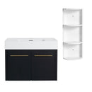 Modern Wall Mounted Bathroom Vanity with Resin Sink and Storage Rack