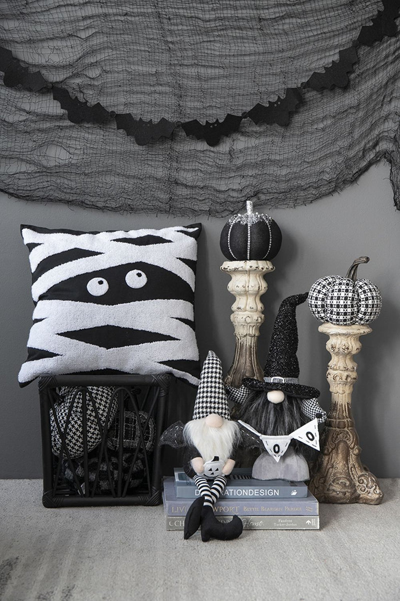 Sitting Gnome With Wings & Plaid Hat, For Halloween Decor, photo 8 of 9