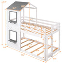 Bunk Bed Wood Bed & Roof, Window, Guardrail, Ladder