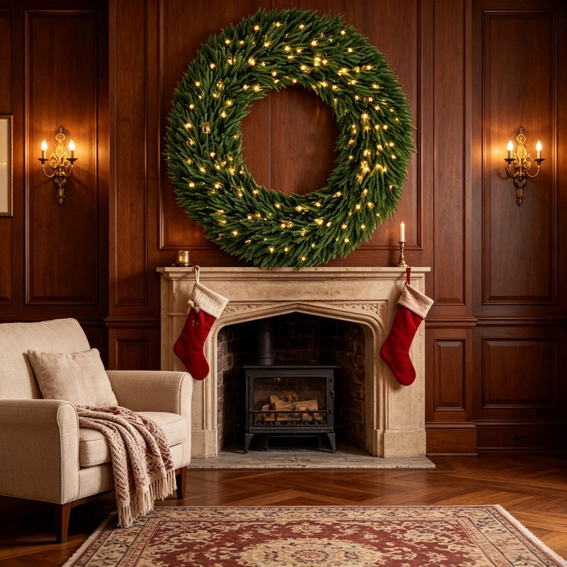 48 In Artificial Norfolk Pine Christmas Wreath, Pre-Lit, photo 10 of 10