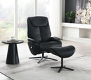Labotina Top Grain Leather Accent Chair With Swivel & Ottoman - Black by HouseOfZazla
