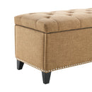Button-Tufted Storage Ottoman With Safety Close Hinge by HouseOfZazla