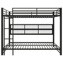 Queen Over Queen Bunk Bed With Storage Cabinets And LED Sturdy Frame, 6 Storage Units, Adjustable LED Lights - Black by HouseOfZazla