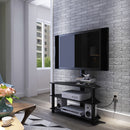 43.3" Multi-Function TV Stand Height Adjustable Bracket Swivel 3 Tier - Black by HouseOfZazla
