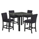 5 Piece Counter Height Dining Set With Table, Tufted Nail Head Chairs - Black by HouseOfZazla