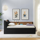 Upholstered Daybed With Storage Headboard, Wireless Charging, LED Lights