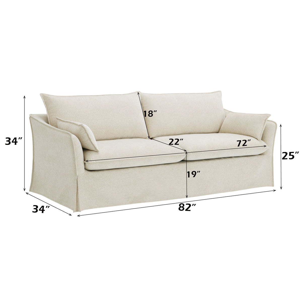 Shane - Sofa With 2 Pillows - Beige, photo 3 of 4