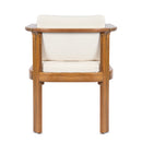 Outdoor Dining Chair Set of 4 with Curved Acacia Wood Arms and Cream Cushions by HouseOfZazla