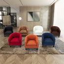 accent Barrel chair living room chair with nailheads and solid wood legs white pu leather