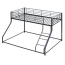 Metal Floor Bunk Bed With Sloped Ladder, Space Saving Design
