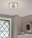 Alsy 13"W 2-Light Brushed Nickel with White Marbled Base Flush Mount Light Fixture by LampsUSA