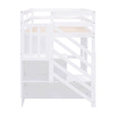 Loft Bed With Storage Staircase, Window & LED Light