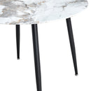 A modern minimalist circular dining table with a diameter of 40 inches, a 0.3 inch thick imitation marble pattern tabletop and black metal legs 40 'x 40' x 30 'DT-1164