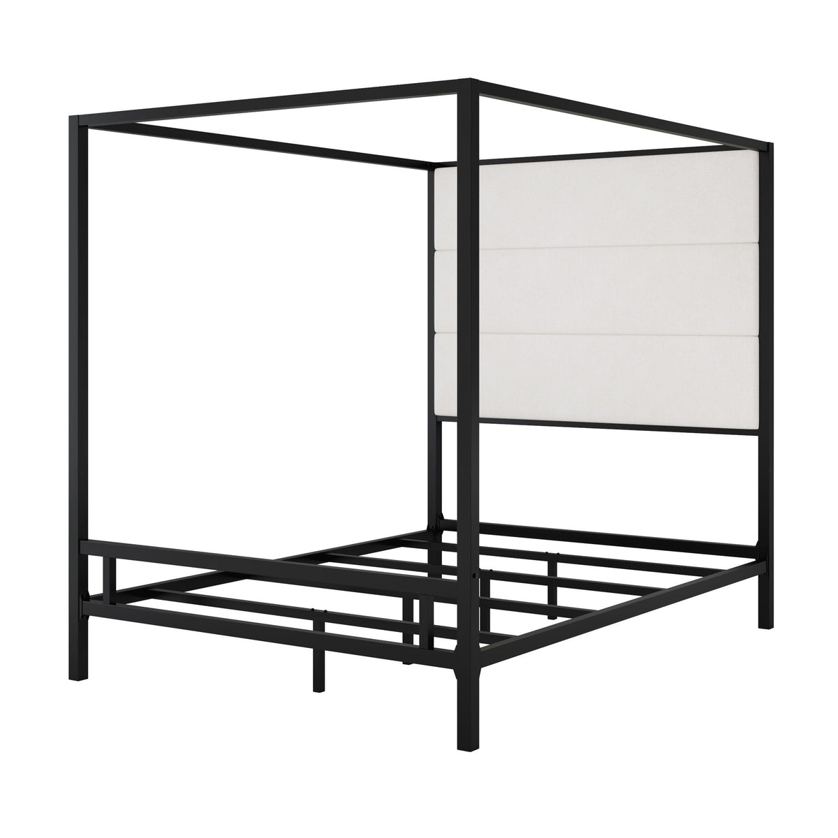 Canopy Bed With Tall Upholstered Headboard, 4 Poster Frame, photo 14 of 21