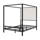 Canopy Bed With Tall Upholstered Headboard, 4 Poster Frame