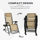 2 Pieces Outdoor Rocking Chairs, Foldable Reclining Zero Gravity Lounge Rocker with Pillow, Cup & Phone Holder, Combo Design with Folding Legs, Beige