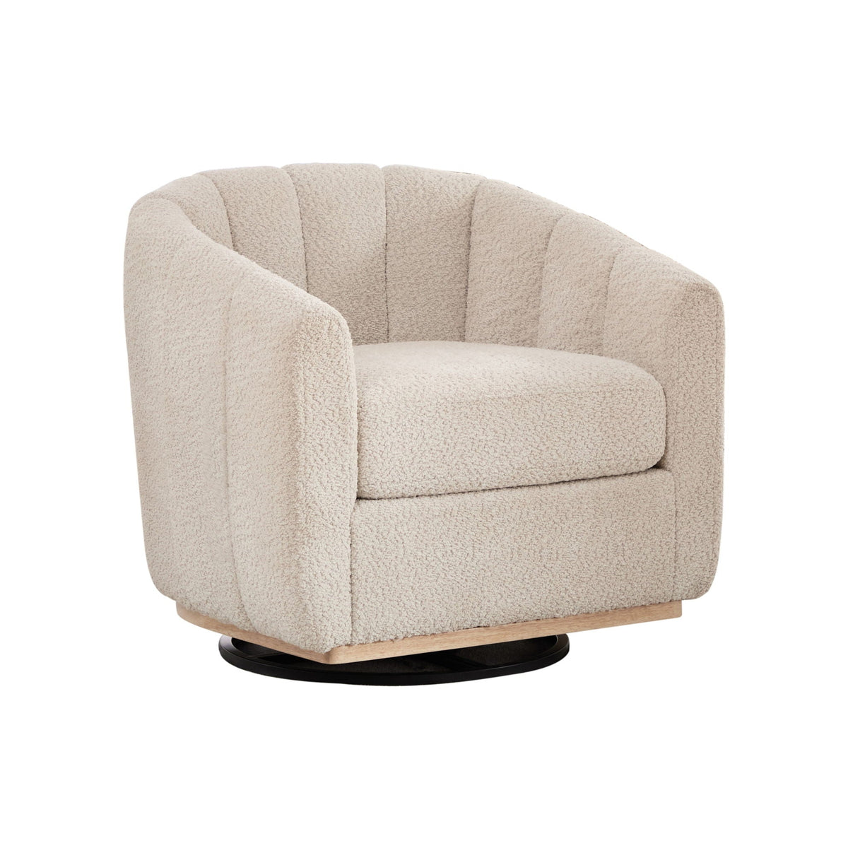 Swivel Upholstered Barrel Chair With Metal Base, photo 2 of 13