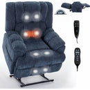 Dual Motor Heat Massage Infinite Position Up to 350 LBS Electric Power Lift Recliners with Power-Remote, Medium-firm and Heavy Duty, Blue
