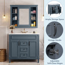 36" Bathroom Vanity with Top Sink, Royal Blue Mirror Cabinet, Modern Bathroom Storage Cabinet with 2 Soft Closing Doors and 2 Drawers, Single Sink Bathroom Vanity