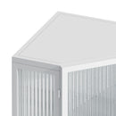 22.25 " Floor Coner Cabinet with Tempered Glass Door & Storage Shelves for Bathroom, Living Room, Bedroom (White)